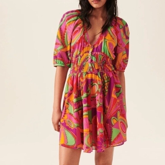 Ba&Sh 2 Womens Size 6 Dova Puff Sleeve Mini Dress New - Picture 2 of 12